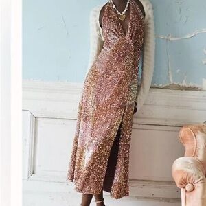 NWOT Free People Glitter Pink Cloud Sequin Dress
